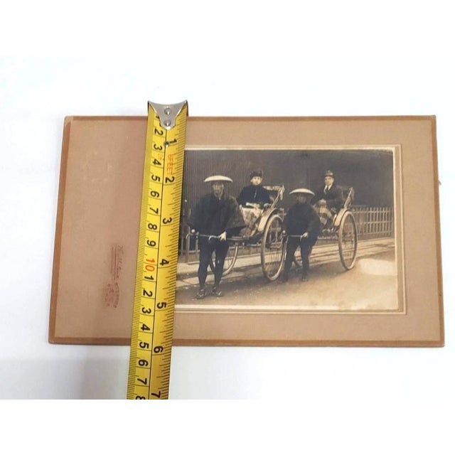 Early 20th Century Rickshaw Cabinet Card Nagasaki Japan European American White Man Woman Historical Image For Sale - Image 11 of 12