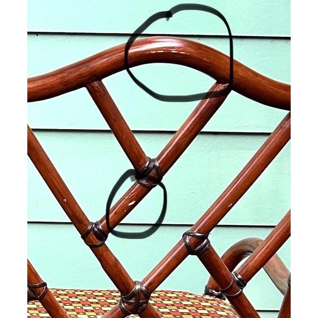 Pair of 1980s Chinese Chippendale Faux Bamboo Armchairs With Cane Seats For Sale - Image 12 of 14