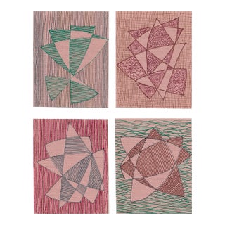 Set of Four William Glenn Davis Miniature Drawings For Sale