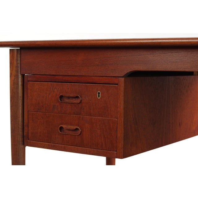 Danish Desk with Finsihed Back in Bold Teak Grain Designed by Arne Vodder For Sale - Image 9 of 12