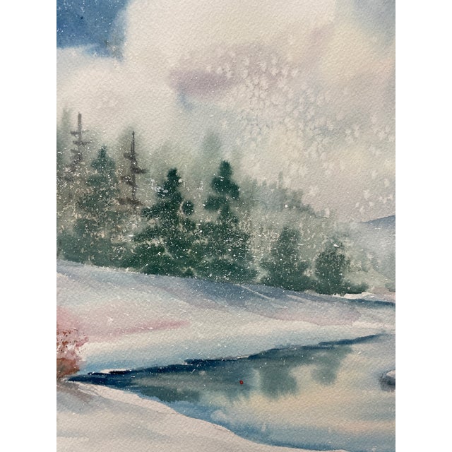 1980s snow laden landscape by Montana artist Barb Starner. Watercolor on heavy paper, signed lower right. Combined...