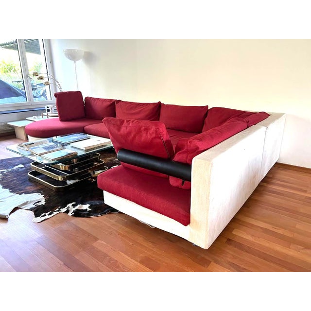 Metal 1980s B&b Italia Antonio Citterio Sity Sofa Sectional in Maroon and Eggshell For Sale - Image 7 of 11