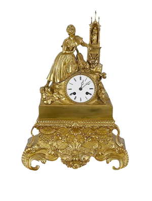Napoleon III Gilt Bronze Decorative Pendulum Clock, 19th Century