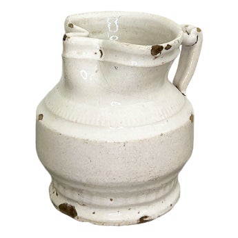 Antique White Pinched Spout Jug For Sale