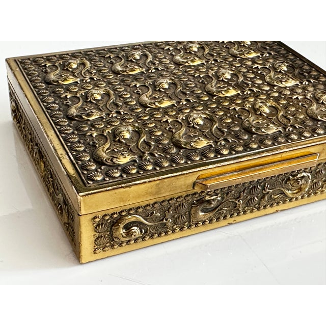 Art Deco Embossed Brass Cigar Box from Erhard & Söhne, Germany, 1920s For Sale - Image 6 of 12