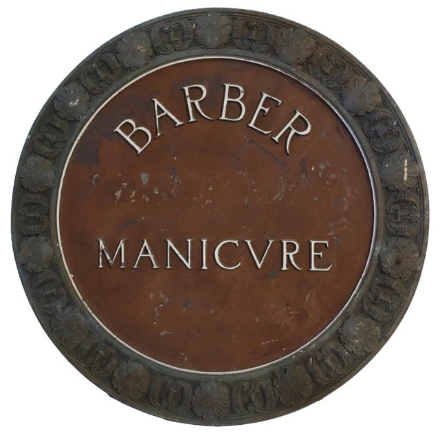 Antique Bronze Barber Sign From the St. Regis Hotel, Nyc For Sale