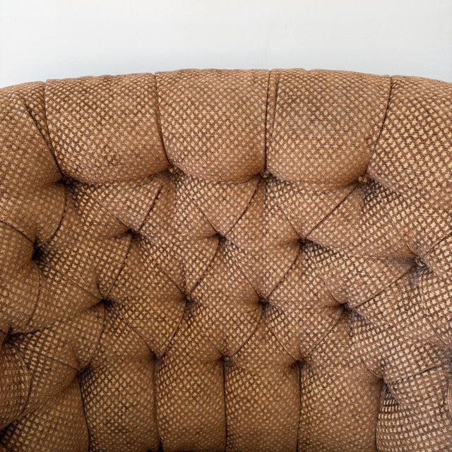 Pair of Chesterfield Tufted Deep Club Chairs With Turned Wooden Legs and Brass Casters For Sale - Image 9 of 16