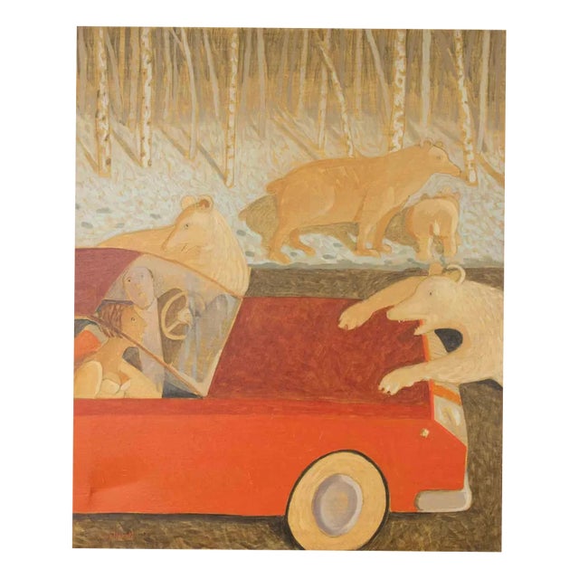 Alberto Gallerati, On the Road to the Birch Forest, Oil on Canvas, 1970s For Sale