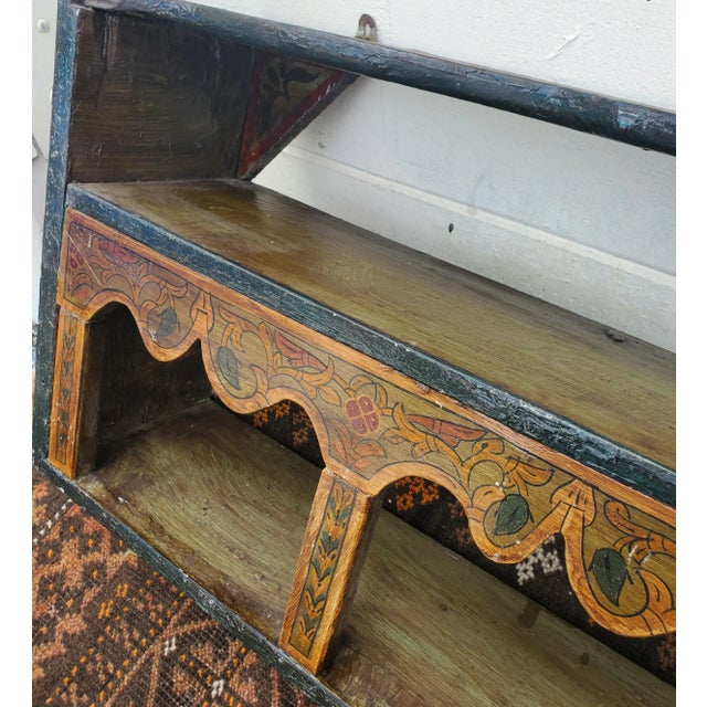 Chefchawen Hand Painted Reclaimed Wood Wall Shelf For Sale In Orlando - Image 6 of 7