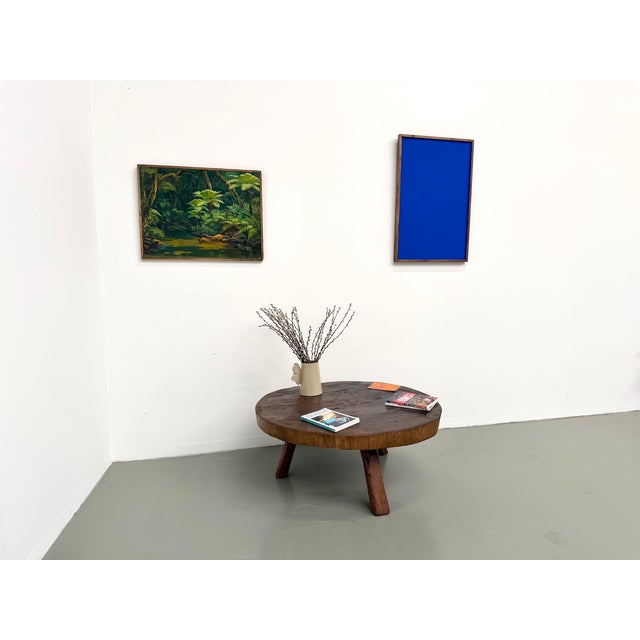 Brutalist Coffee Table in Teak with Monolithic Slab and Tripod Base, 1950s For Sale - Image 16 of 18