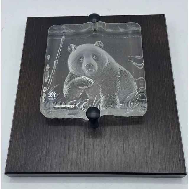Mats Jonasson Mats Jonasson Swedish Carved Crystal Panda Bear Wall Plaque Sculpture For Sale - Image 4 of 7