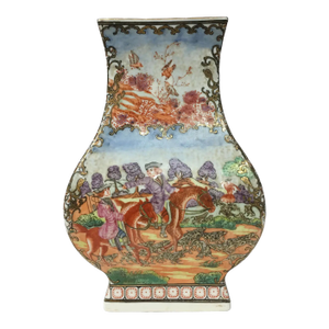 Vintage Chinese Export English Hunt Scene Vase