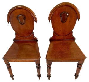 Set of Antique Victorian Mahogany Hall Chairs