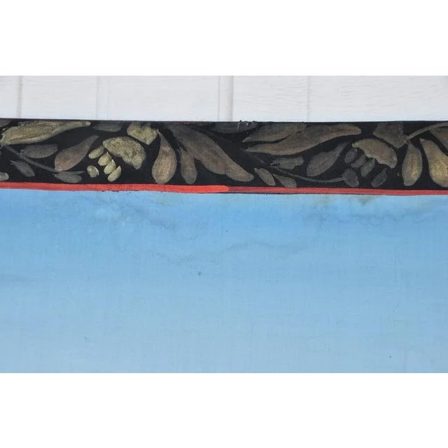 Large (45"x69") Persian Style Painting on Fabric Mounted on Board Depicting a Courtyard Scene For Sale - Image 12 of 13