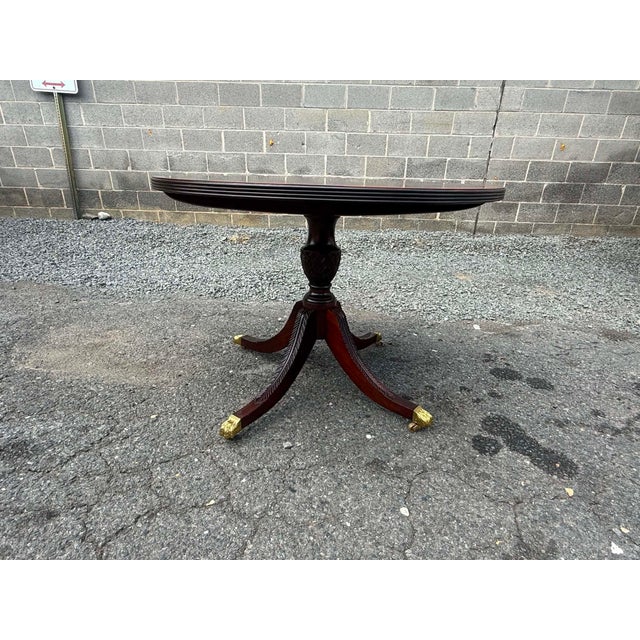 Early 21st Century Stickley Georgian Style Inlaid Mahogany Pedestal Base Dining Table or Center Table For Sale - Image 5 of 18