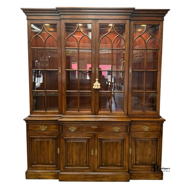 Vintage Traditional Chippendale Style Breakfront China Cabinet from the Trutype Americana Collection by Statton Furniture...