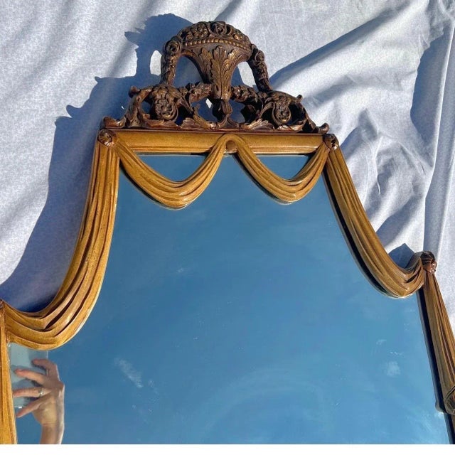 1930’s Italian Carved Wood Draped Mirror. For Sale In Charleston - Image 6 of 12