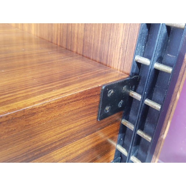 Mid-Century Modern Italian Wall Unit in Wood Brass and Painted Metal, 1960s For Sale - Image 13 of 18