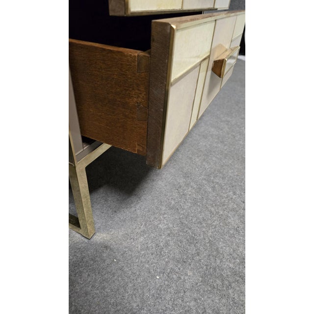 Metal Bedside Table in Walnut and Stone-Effect Glass from Justfurnituress SRL For Sale - Image 7 of 18