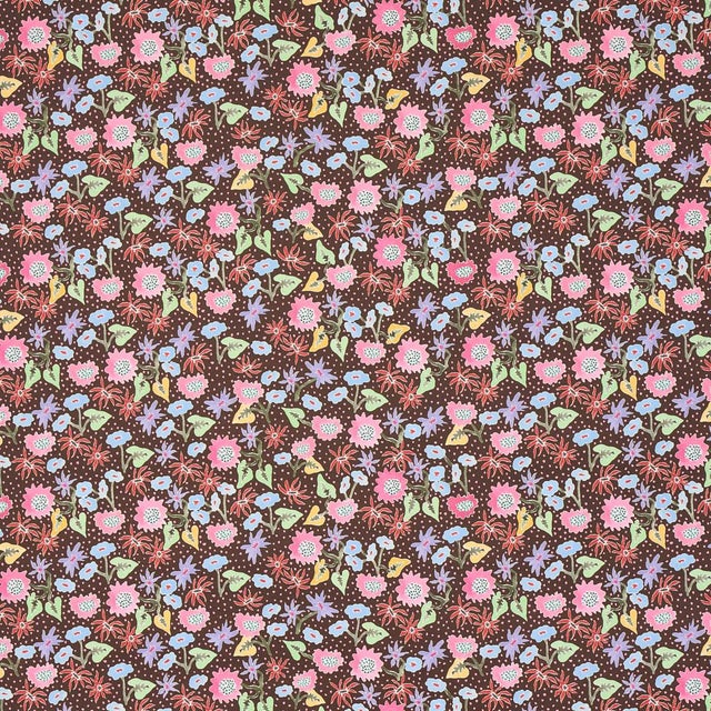 Sample - Schumacher x Happy Menocal Calico Wallpaper In Multi On Brown For Sale