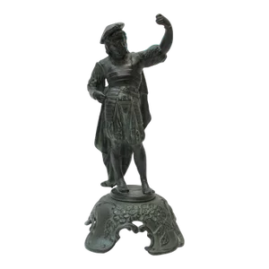 Don Juan Cavalier Green Patinated Spelter Figure