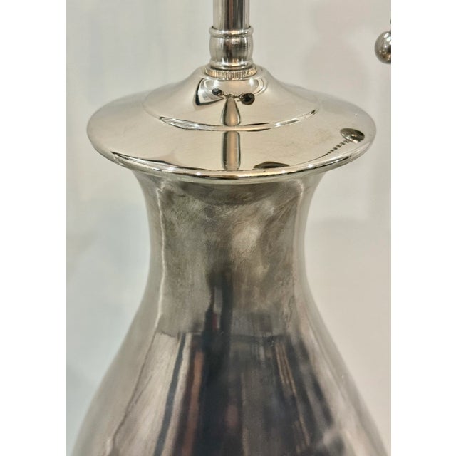 Christopher Spitzmiller Aurora Silver Metallic Double Gourd Table Lamp For Sale In New York - Image 6 of 15