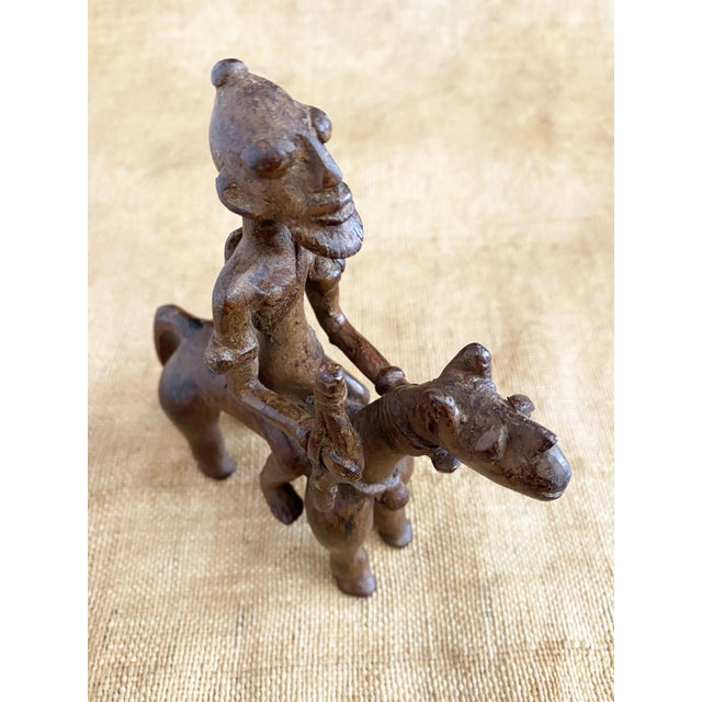 Vintage African Dogon Bronze Horseman 6.75" H For Sale - Image 4 of 10