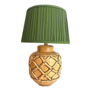 1960s Ceramic Bamboo Jar Lamp & Shade
