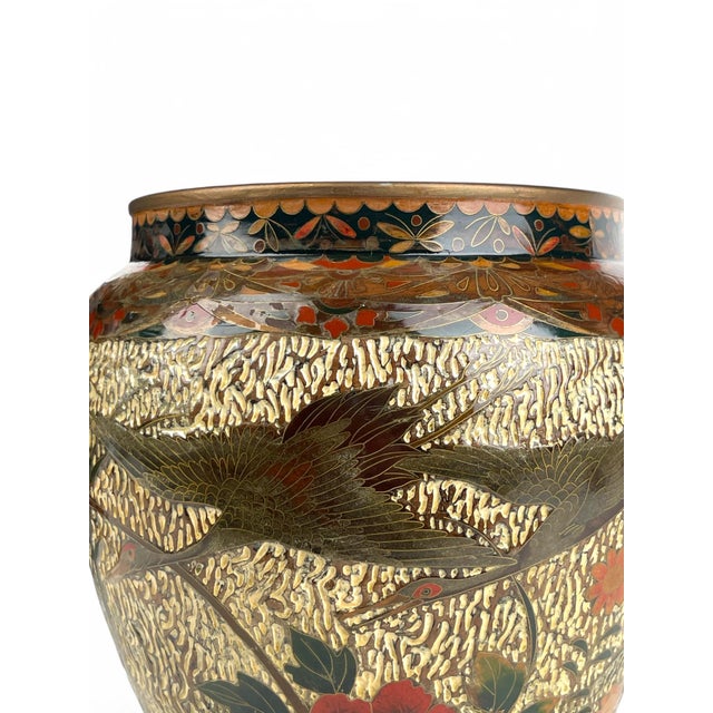 A Japanese Meiji Wired Inlaid Enamel Porcelain Vase For Sale - Image 9 of 12