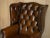 Mid 20th Century Vintage Pair of Chesterfield Chestnut Brown Leather Wingback Armchairs & Footstools For Sale - Image 5 of 18