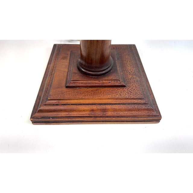 Early Mid Century Brass & Wood Floor Lamp With Marble Table, Double Socket, Circa 1930s–1940s For Sale In Little Rock - Image 6 of 10