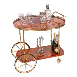 Vintage Sorrento Italian Marquetry Drinks Trolley, 1960 For Sale