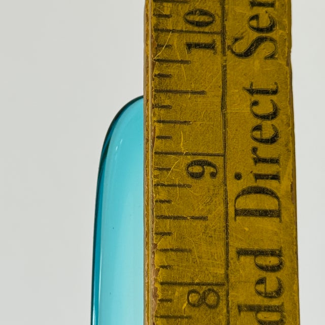 Vintage Mid Century Modern MCM Swung Glass Vase, Turquoise Peacock Blue, 24" Le Smith For Sale - Image 12 of 12