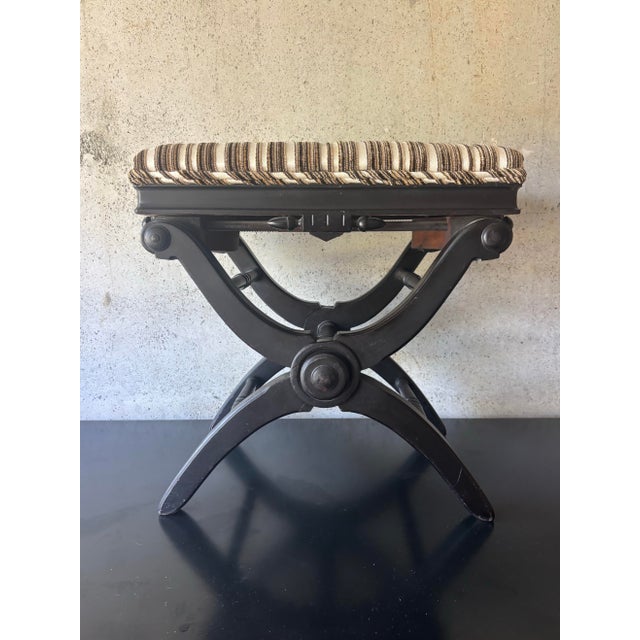 Victorian Antique Victorian Adjustable X Form Piano Bench L. Postawka Boston, Usa 1870s For Sale - Image 3 of 11