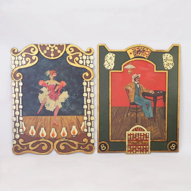 Two Acrylic Paintings on Board of a Cabaret Dancer and Poker Player For Sale - Image 13 of 13