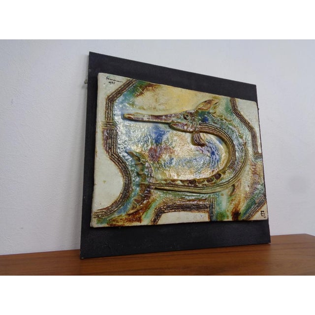 Large German Studio Ceramic Garfish Wall Plaque by Hausmann, 1978 For Sale - Image 6 of 18