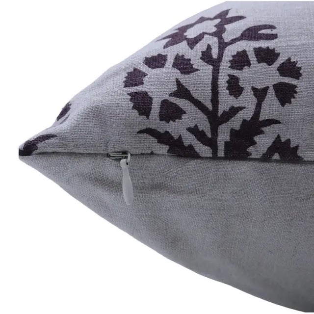 Art Deco Fabdivine Indian Block Print Cushion Cover 16x16 Inch Pure Linen- Sadabahar For Sale - Image 3 of 4