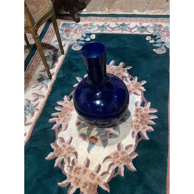 Chinese Cobalt Blue Monochrome Porcelain Vase. For Sale - Image 10 of 12