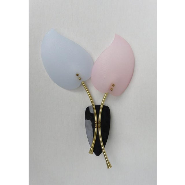 Mid-Century Modern Floral Wall Lights in Acrylic Glass & Brass from Geru Lights, 1950s, Set of 2 For Sale - Image 3 of 18