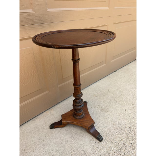 Antique Regency Solid Walnut Round Side Table, Early 20th Century For Sale In South Bend - Image 6 of 11