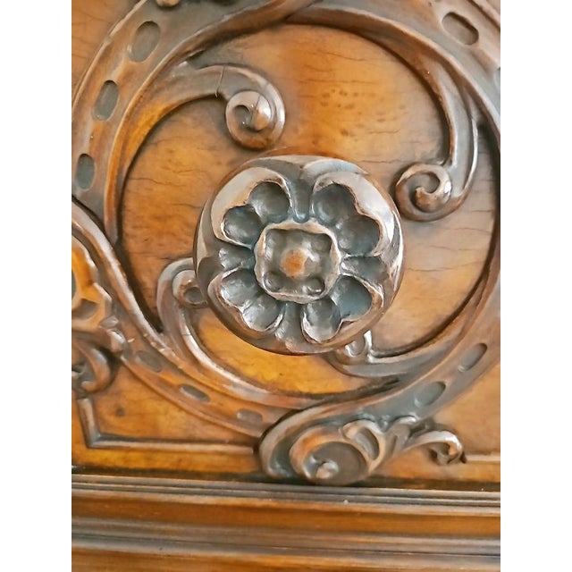 Late 20th Century Renaissance Revival Style Carved Cabinet With Diamond Inlay For Sale - Image 5 of 9