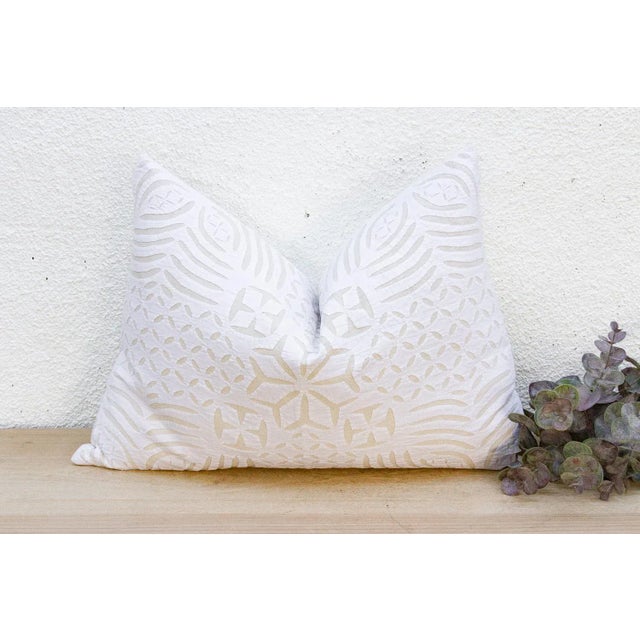 White Vanilla Lumbar Applique Pillow Cover For Sale - Image 8 of 8