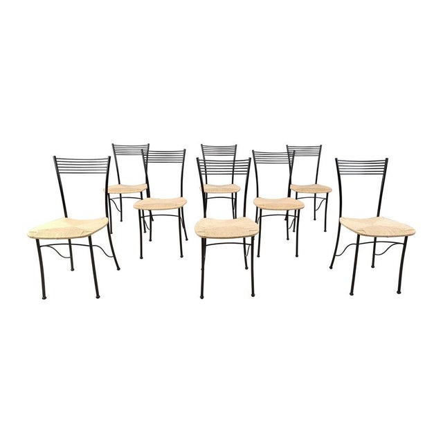 Vintage Italian Bistro and Papercord Dining Chairs, 1980s, Set of 8 For Sale - Image 12 of 12