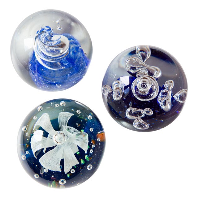 Spheric Glass Paperweights, Set of 3 For Sale