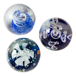 Spheric Glass Paperweights, Set of 3