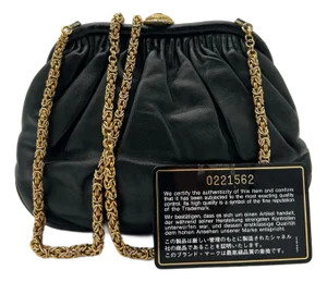Chanel Black Leather Gold Kiss Lock Bag