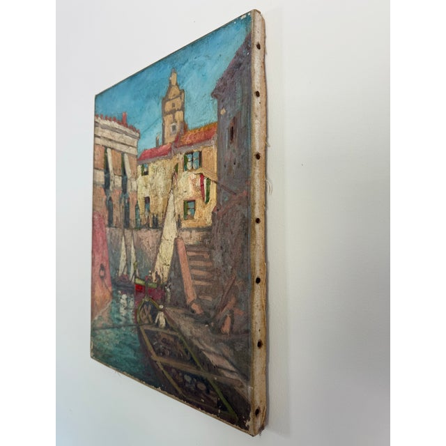 Rose Early 20th Century Late Impressionist Italian Canal For Sale - Image 8 of 10