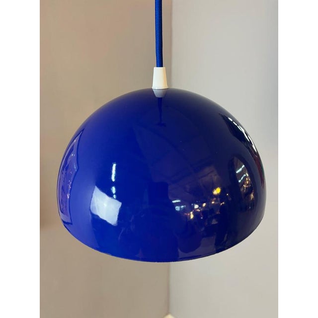 Flowerpot Pendant Lamp with Blue Enamel by Verner Panton for Louis Poulsen For Sale - Image 9 of 11