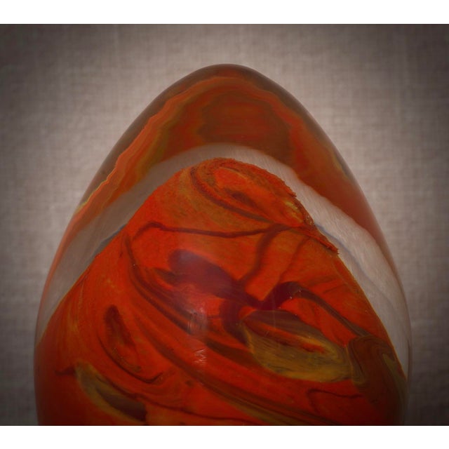 Orange Mid-Century Modern Murano Art Orange Glass Egg, Italy, 1980s For Sale - Image 8 of 11
