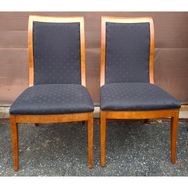 Wood Set of Eight Hickory White Maple and Black Upholstered Dining Chairs For Sale - Image 7 of 14